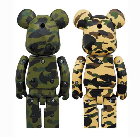 超合金BEARBRICK 1ST CAMO GREEN & YELLOW SET be@rbrick bape a