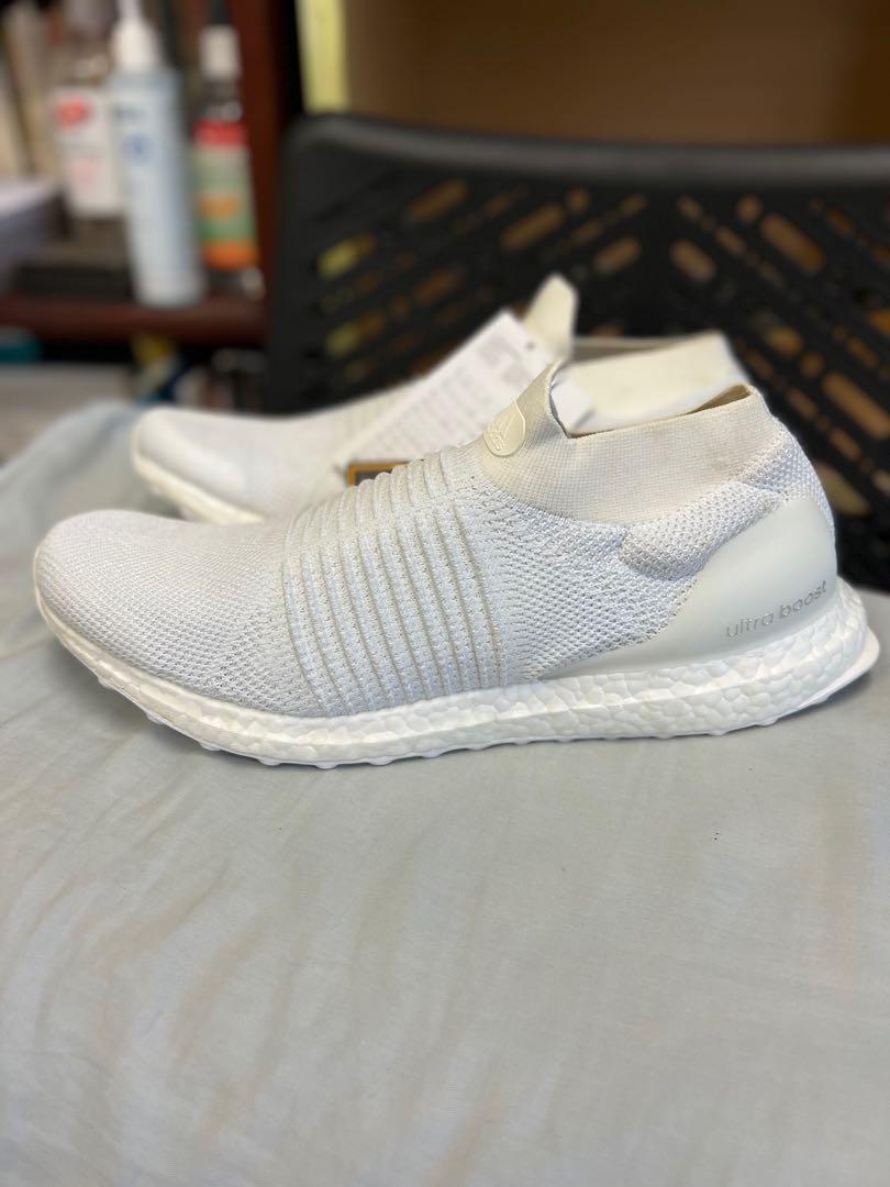 US 11 Adidas Ultra Boost Laceless Triple White Men s Fashion