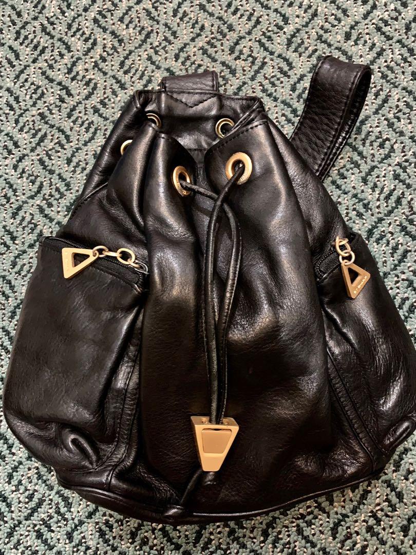 Americana by Sharif Bucket Leather Backpack with Gold Hardware