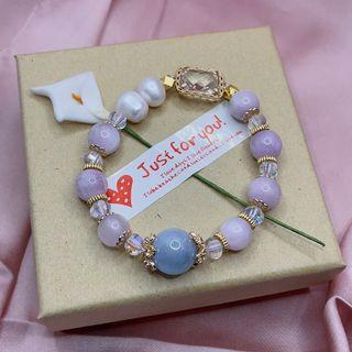 Aquamarine, Kunzite and Pearl Bracelet