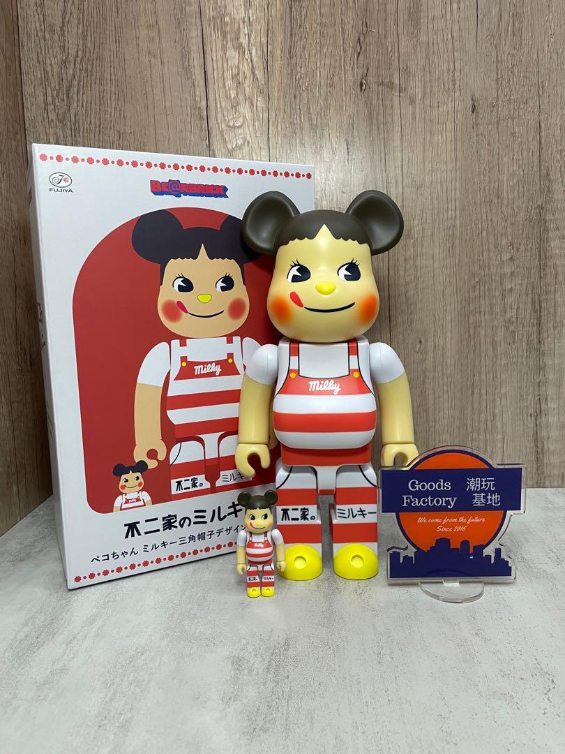 BEARBRICK ペコちゃんミルキー三角帽子デザイン100％ ＆ 400％ 1000