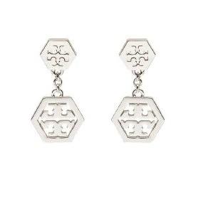 Tory burch silver logo earrings store