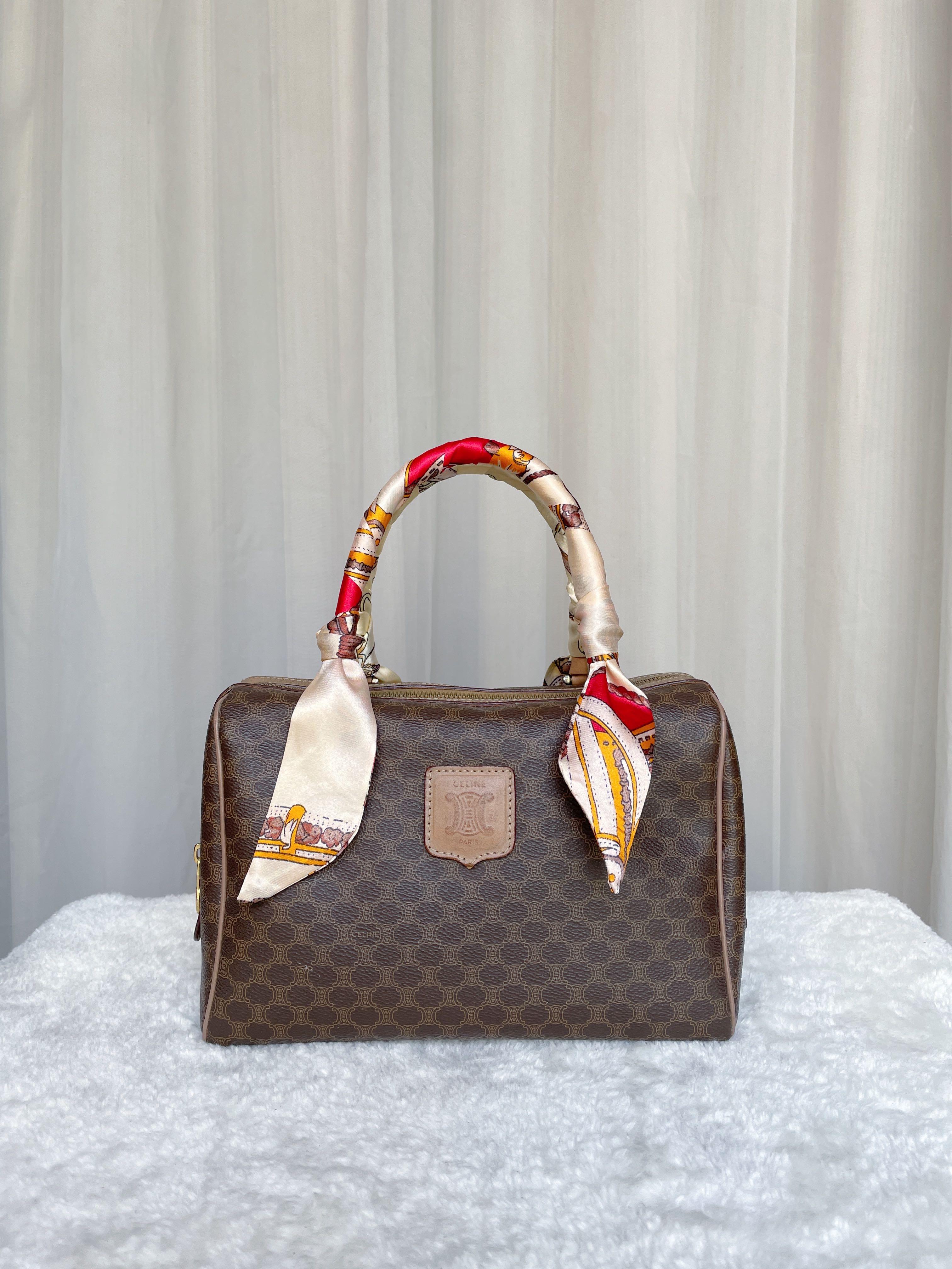 Celine Mini Boston Handbag Shoulder Bag 2Ways Macadam PVC Leather Brown  Japan