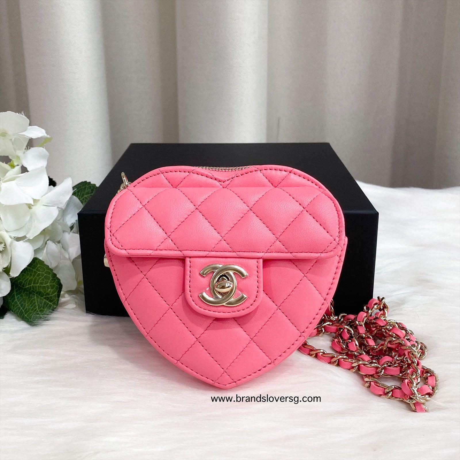 Chanel Cc In Love Heart Clutch With Chain Quilted Lambskin