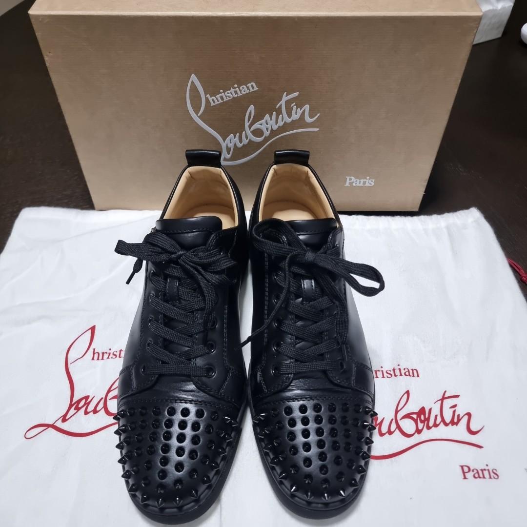 Christian Louboutin Black Multi/Marine Mat Louis Junior Spikes Shoes – AUMI  4