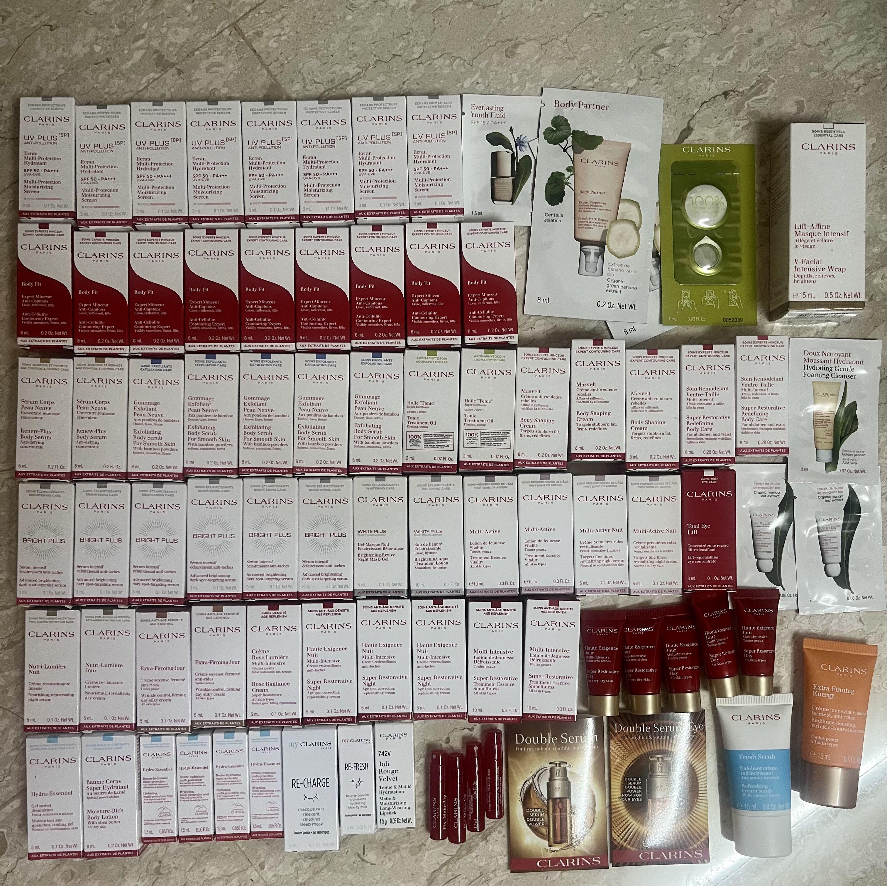 Clarins Sample double serum total eye lift v shaping body fit Nutri Lumiere uv plus rose radiance V facial intensive wrap Bright Plus Super Restorative Remodelling essence Multi Active Extra Firming Energy Hydra Essentiel Fix Make Up Joli Rouge plant gold (Category: Face Care) located in Singapore. Submitted by beauty.travel.shop (Listing ID 1172805434, Image 1). Description: 💋Sachets UV Plus [5P] 2ml Translucent (2024) $2 each x 12 UV Plus [5P]