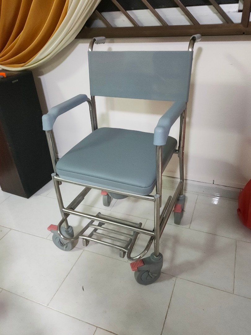 Commode Chair with Wheels and Cushion Seat for Shitting, Health