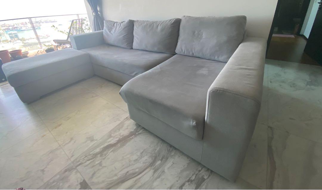 Courts L Shaped Sofa with movable foot stool, Furniture & Home Living