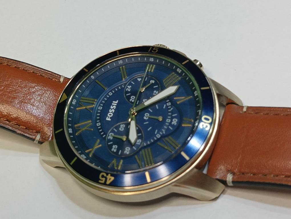 FOSSIL GRANT CHRONOGRAPH GOLD STAINLESS STEEL FS5268 BROWN LEATHER STRAP WATCH