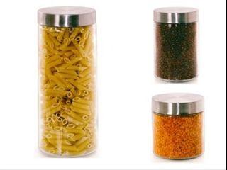 Glass Canister with Metal Lid – Set of 3