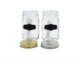 Glass Storage Jar with Silver/Gold Twist Lid and Chalk Label – Set of 7