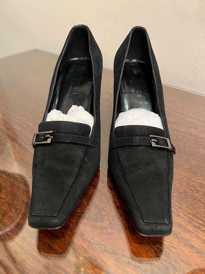 Gucci black suede shop heels