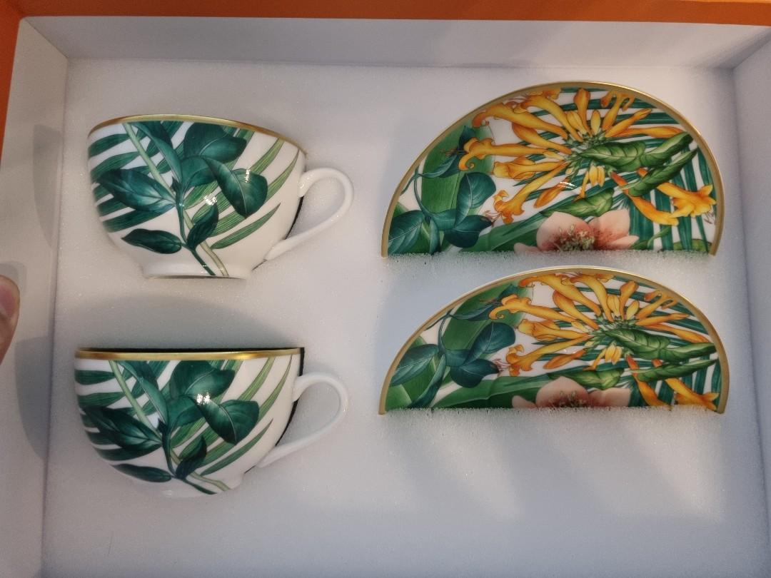 Hermes Passifolia Tea Cup and Saucer Set of Two New w/Box – Mightychic