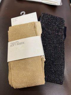 H&M Gold and Black Glitter Stockings 6-8y (Bundled)