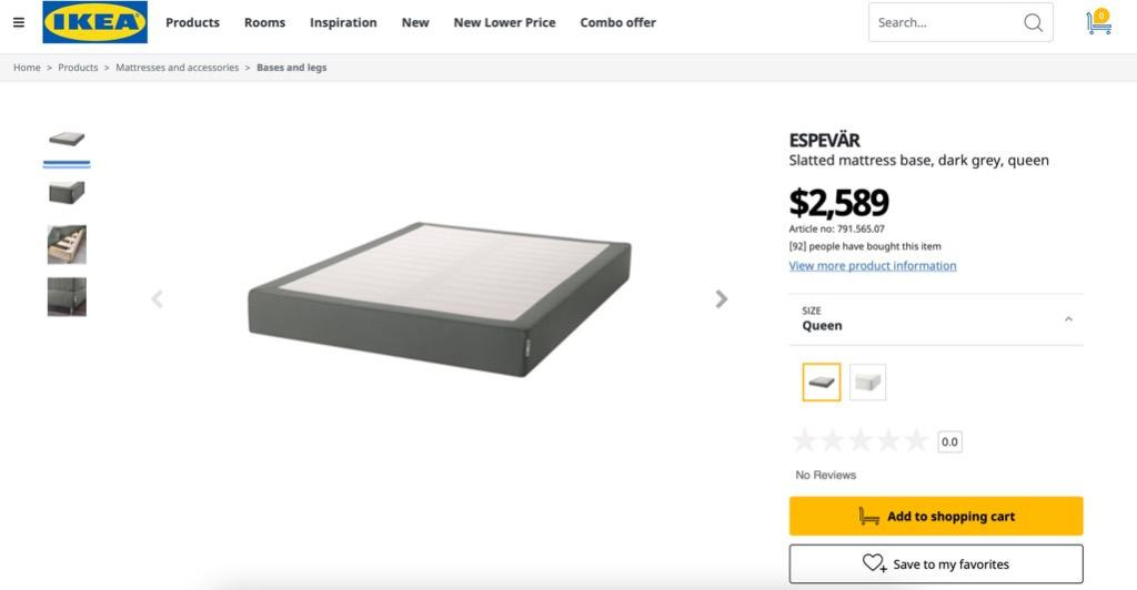 Ikea Espevar Queen bed frame dark grey 150 x 200 cm, 傢俬＆家居, 傢俬, 床架及床褥
