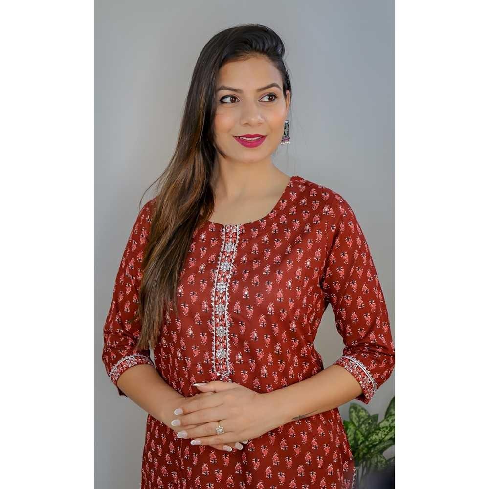 Maroon discount printed kurti