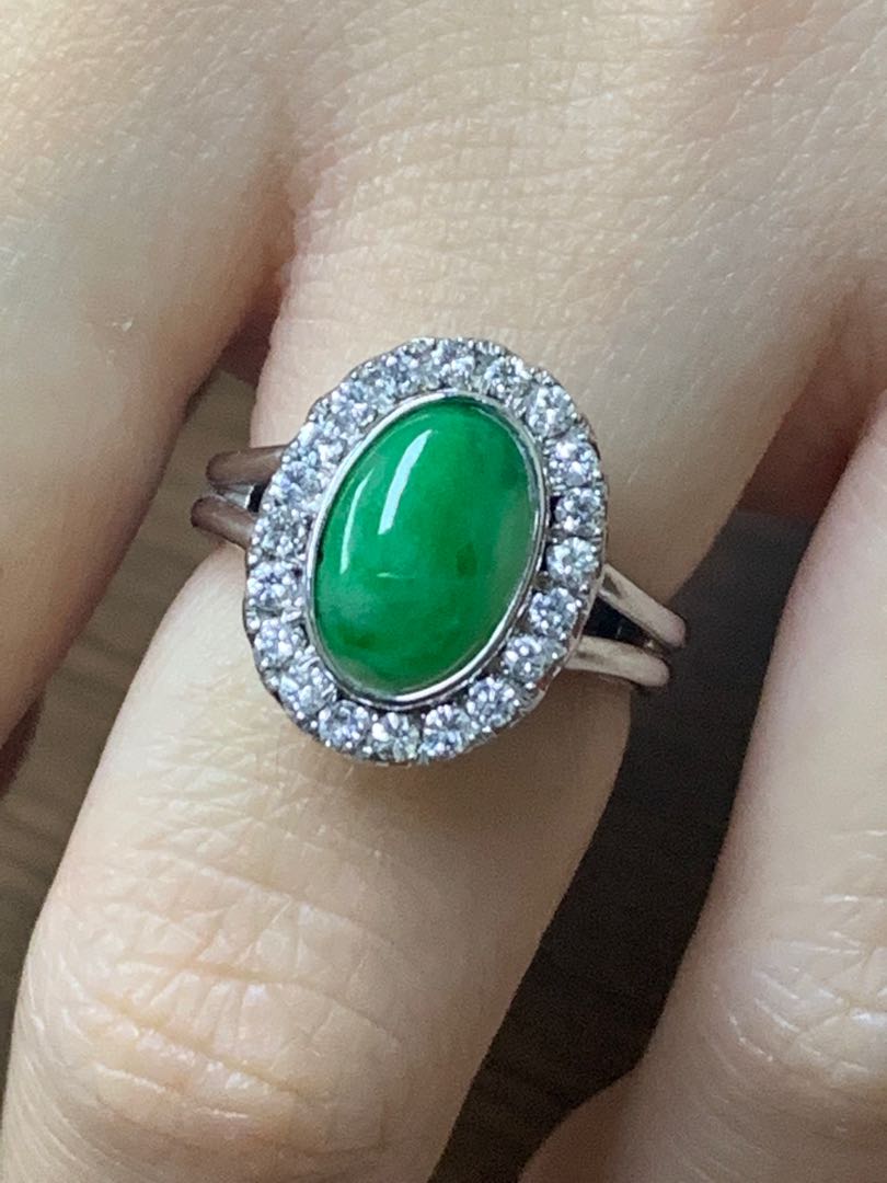 Jade with 2024 diamond ring