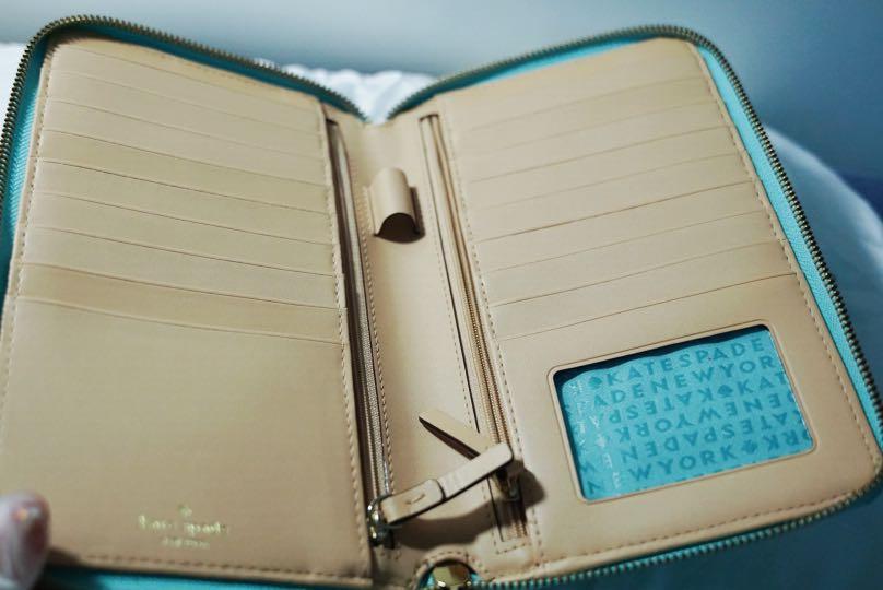 kate spade, Bags, Kate Spade Soft Aqua Grand Street Zip Travel Wallet