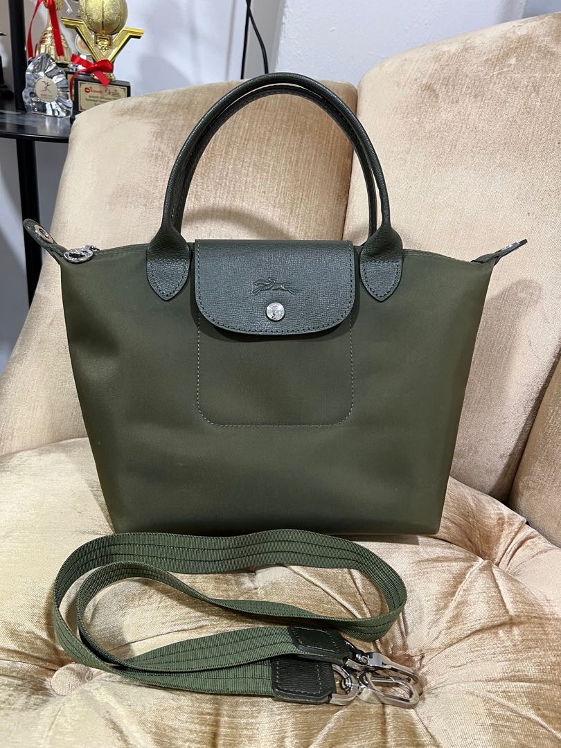 Longchamp Olive Green Nylon two way bag Authentic Women s