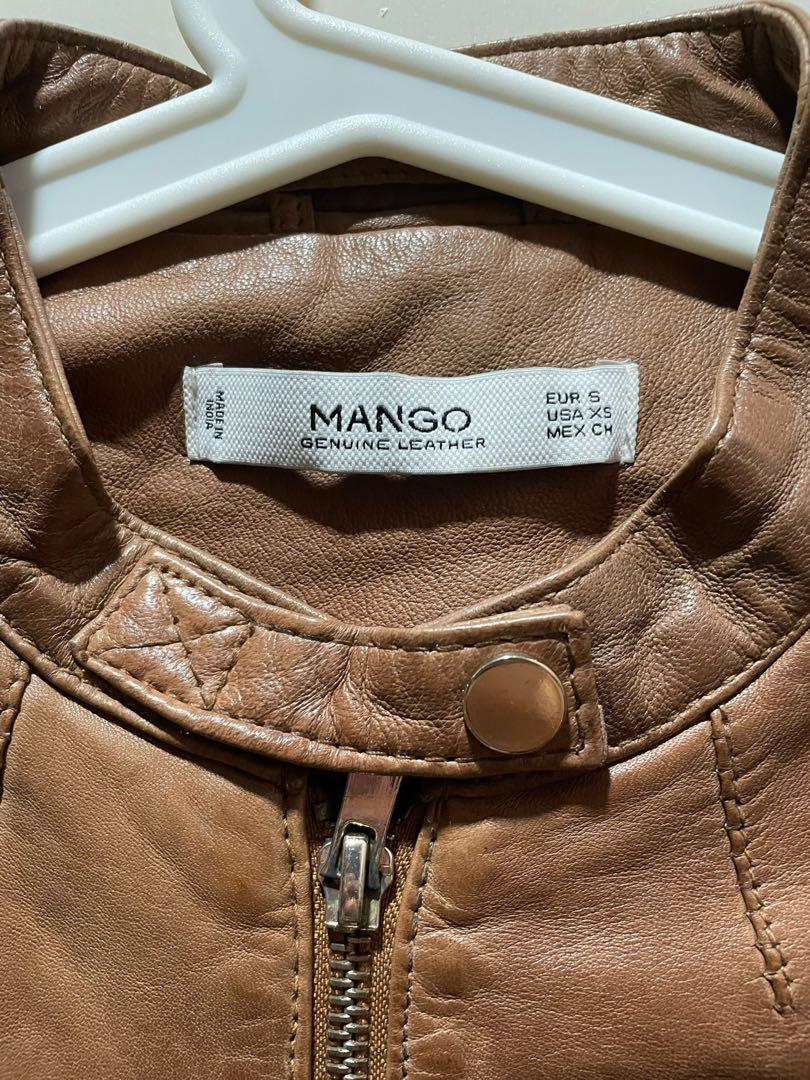 Mango genuine leather jacket brown clearance