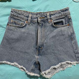 Monki High Waist Denim Shorts (24 in)