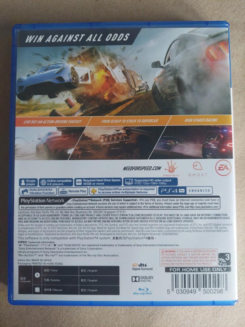 Need for Speed Payback PS4 (Category: PlayStation) located in Paranaque City. Submitted by vjp2018 (Listing ID 1172806633, Image 2). Description: Used less than 10x. RFS: Didn't enjoy the game that much. MOP: Gcash only SF c/o the buyer.