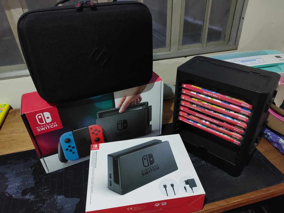Nintendo Switch V1 with lots of games and accessories, Video Gaming