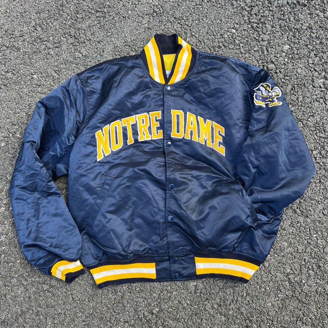 Notre Dame Embroidered Starter Satin Jacket Men s Fashion Coats