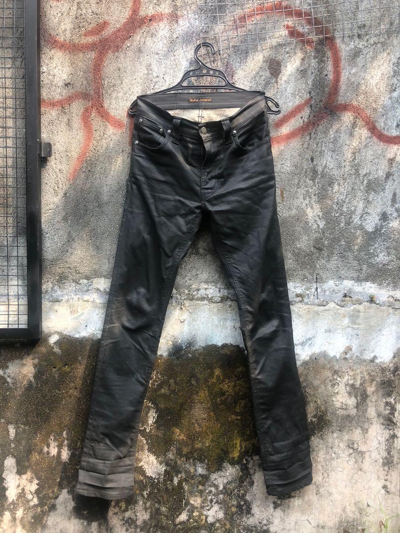 Nudie jeans thin finn dry black coated discount