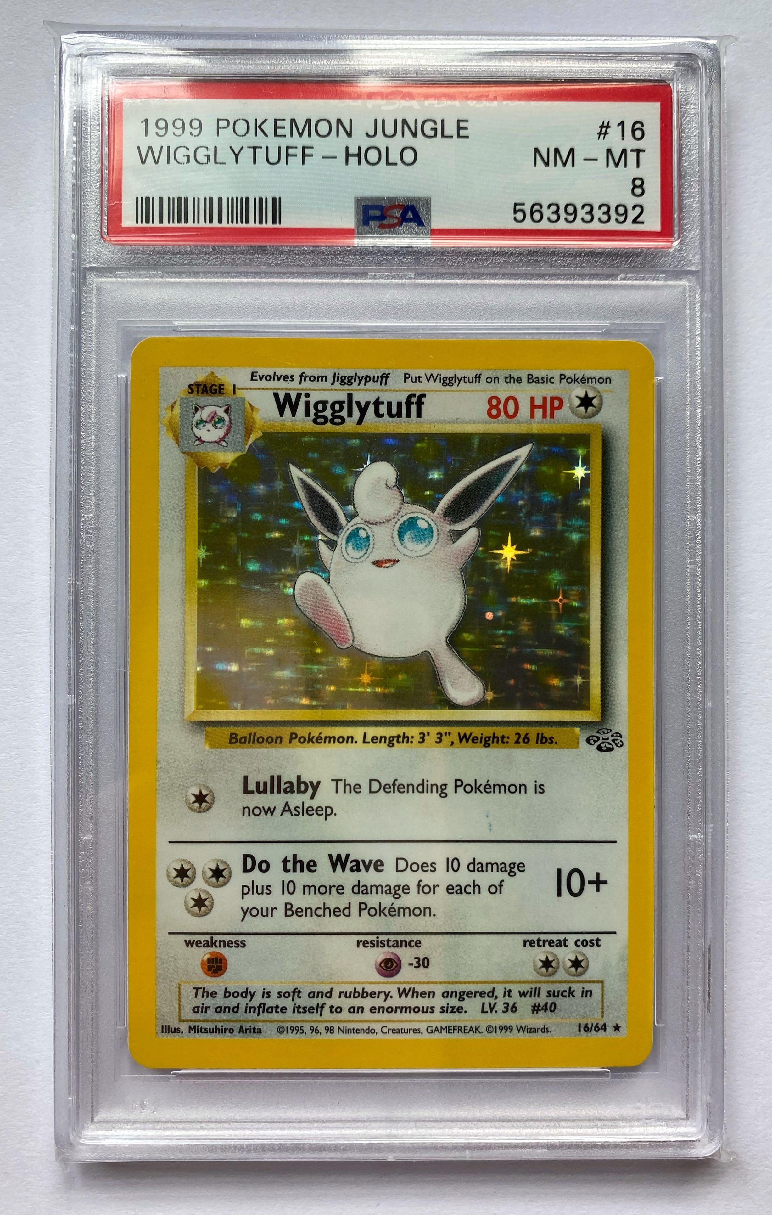 Pokémon 1999 Jungle Wigglytuff Holo #16 PSA 8, Hobbies & Toys