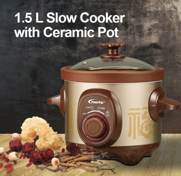 PowerPac 1.5 L Slow Cooker with Ceramic Pot, TV & Home Appliances