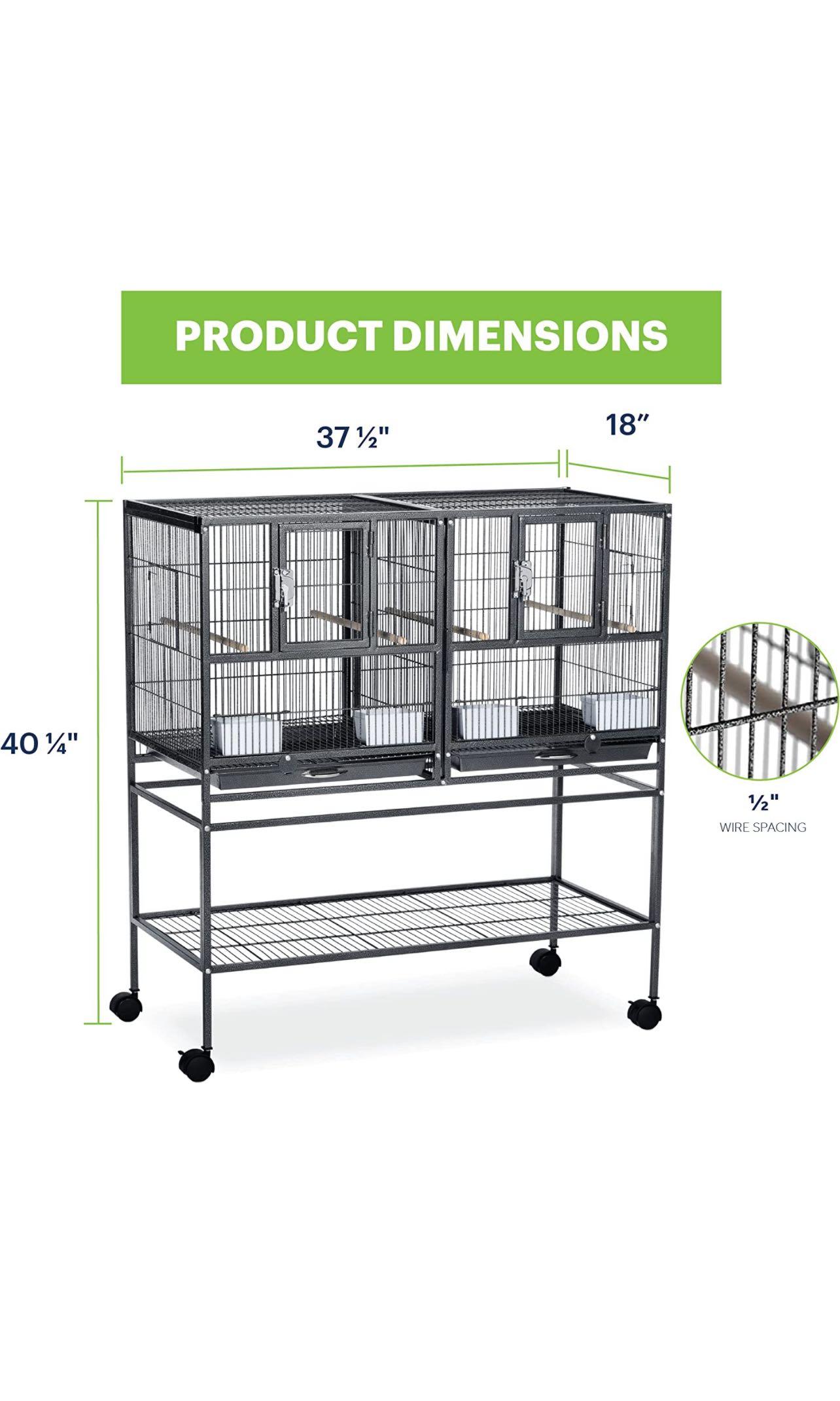 Prevue Pet Products F070 Hampton Deluxe Divided Breeder Bird Cage with Stand Black Hammertone 1 2