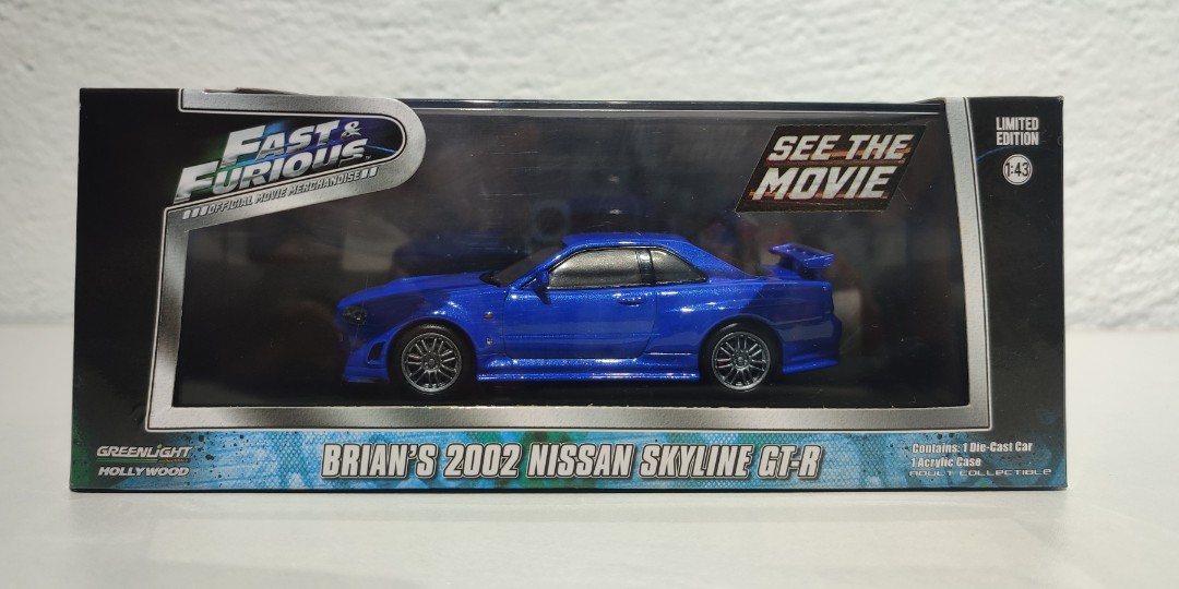 Brian's 2002 Nissan Skyline GT-R Blue Fast and Furious Movie (2009) 1/43  Diecast Model Car by Greenlight