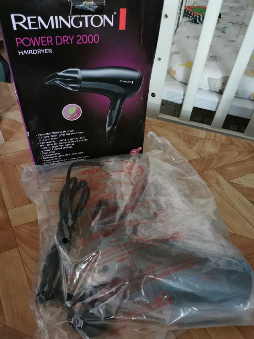 Remington Power Dry 2000 Hairdryer for fast efficient styling Ceramic Ionic  Grille 2000 watt, Beauty & Personal Care, Hair on Carousell
