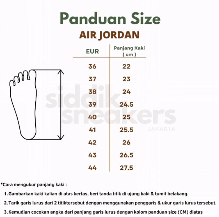 Ukuran sepatu nike hot sale air jordan