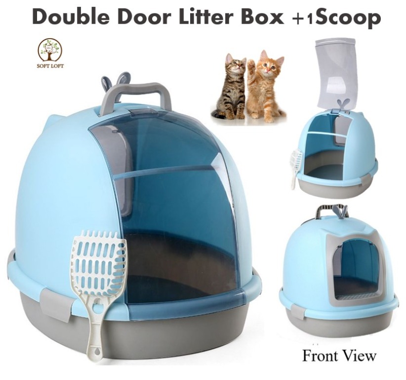 [SG INSTOCK] Fully Enclosed Cat Litter Box Two Door entrance Full