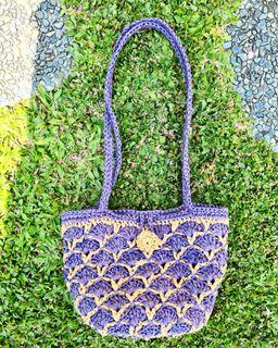 Shell Stitch Small Size Long Handle Tote ( No Lining)