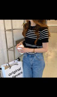 Striped Black Crop top