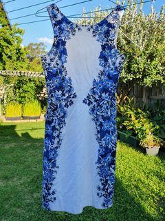 Structured blue floral dress