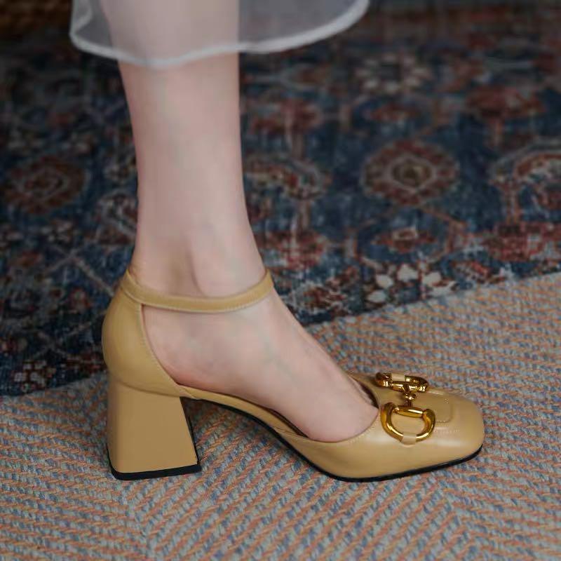 Stylish brand new real leather Gucci like heels Women s Fashion