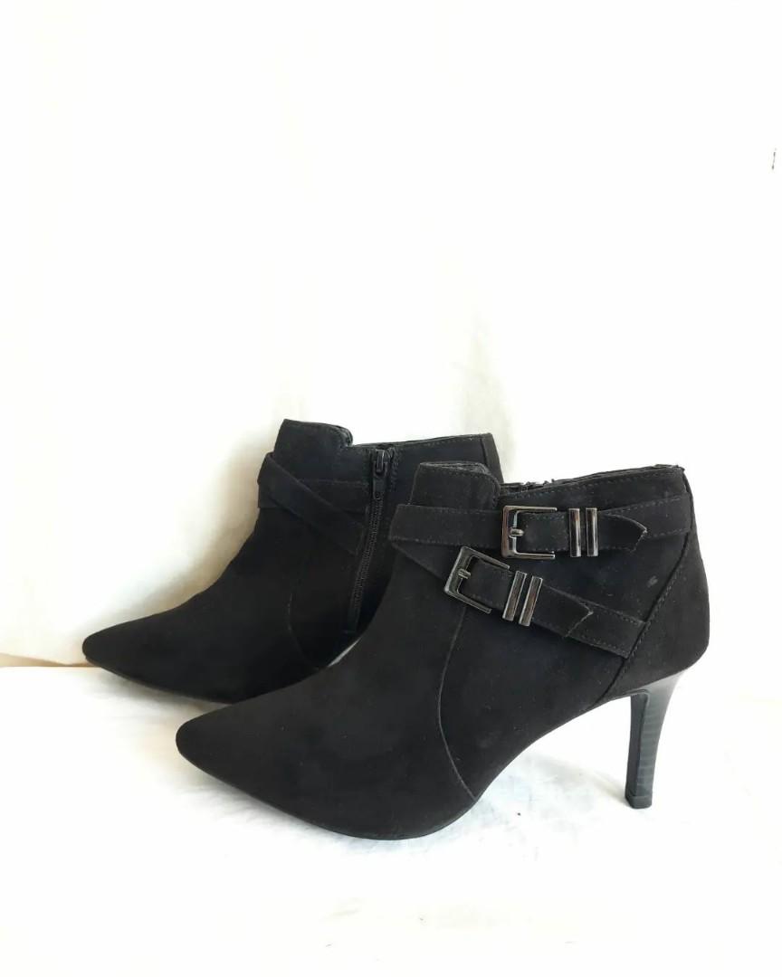 suede ankle heels