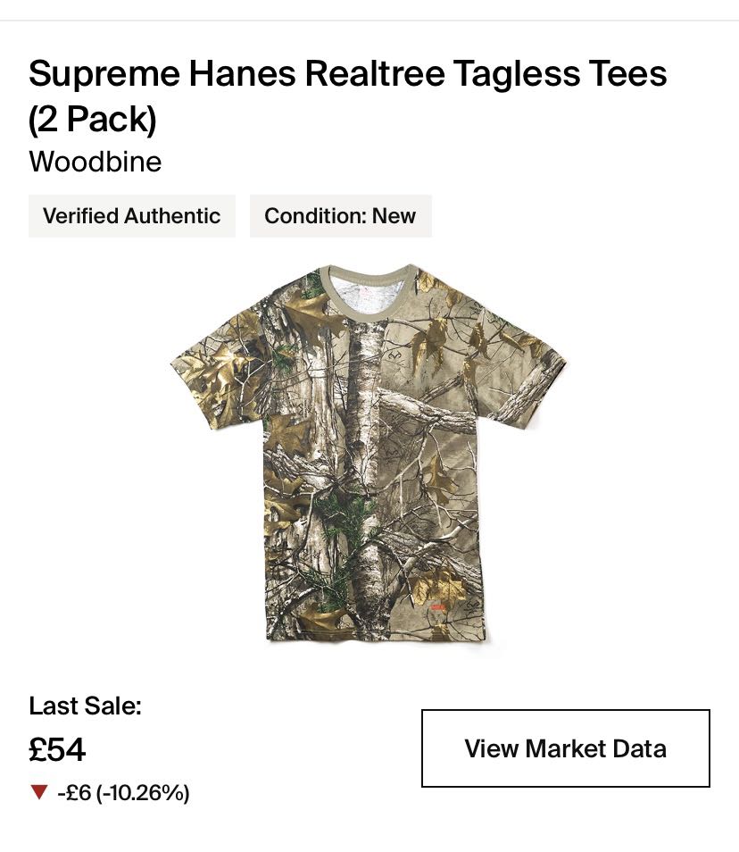 Supreme Hanes Realtree Tagless Tee (2pack), 男裝, 上身及套裝, T