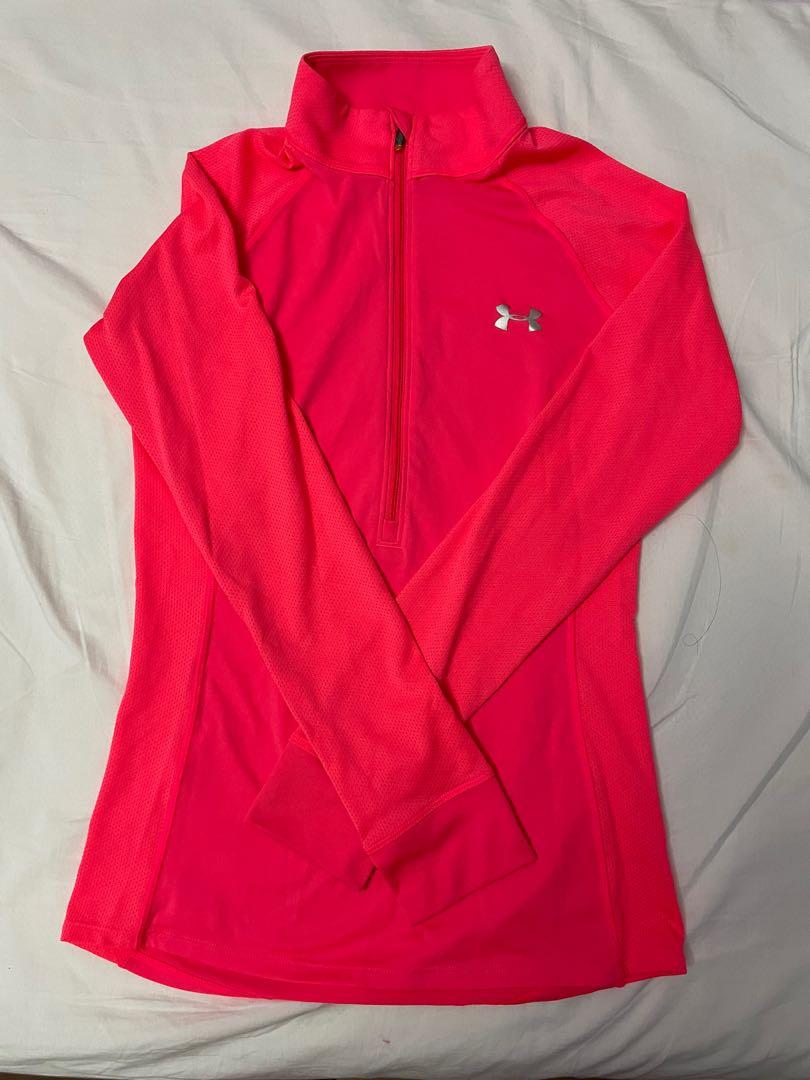 Pink under armour half zip deals