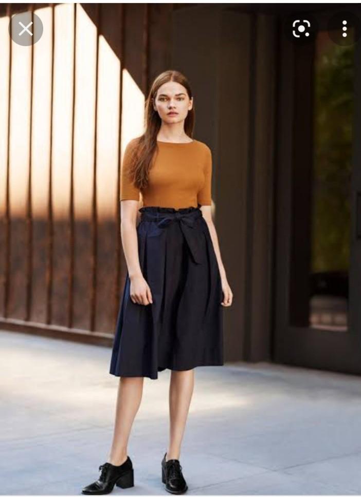 Uniqlo High Waist Belted Midi Skirt Women s Fashion Bottoms Skirts on Carousell