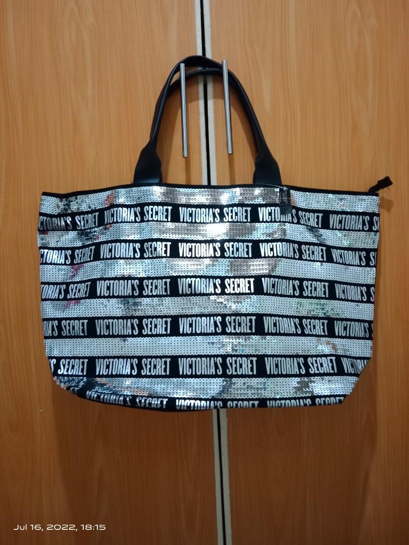 Victoria's Secret Tote Bag Set 2 Piece Large Shopper Black Silver Bling NWT.  Condition is New with tags., Women's Fashion, Bags & Wallets, Tote Bags on  Carousell