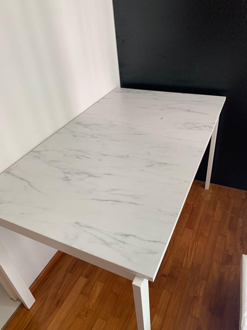 White Marble Pattern IKEA Dining Table Work Desk