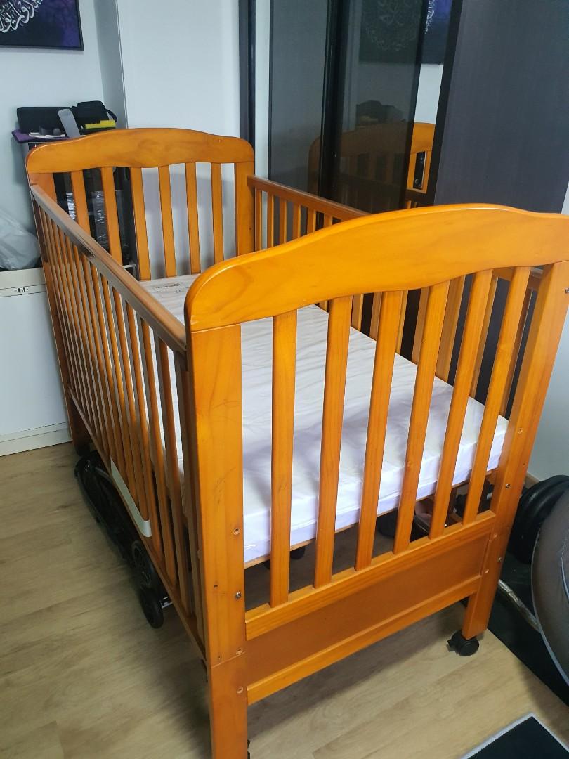 Wooden Baby Cot with BNIP Mattress, Babies & Kids, Baby Nursery & Kids