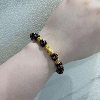 999 gold piyao and barrel bracelet