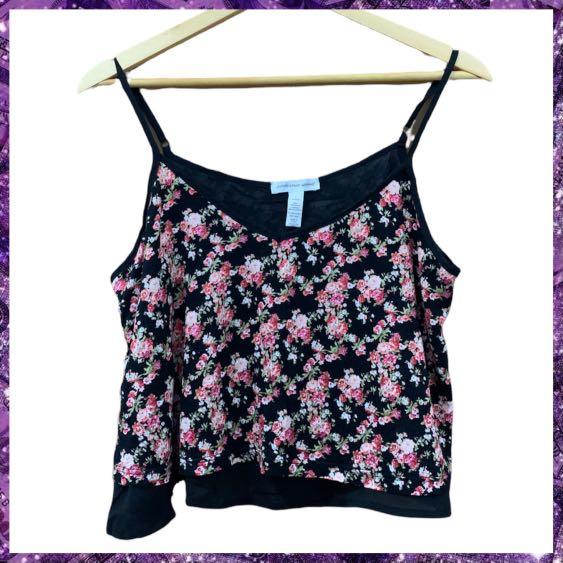 10. Ambiance Apparel, Women's sheer floral cropped tank, EUC