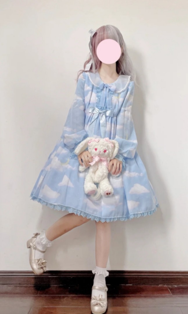 Angelic Pretty Lolita连衣裙ap小白云sax云op, 女裝, 連身裙& 套裝, 連